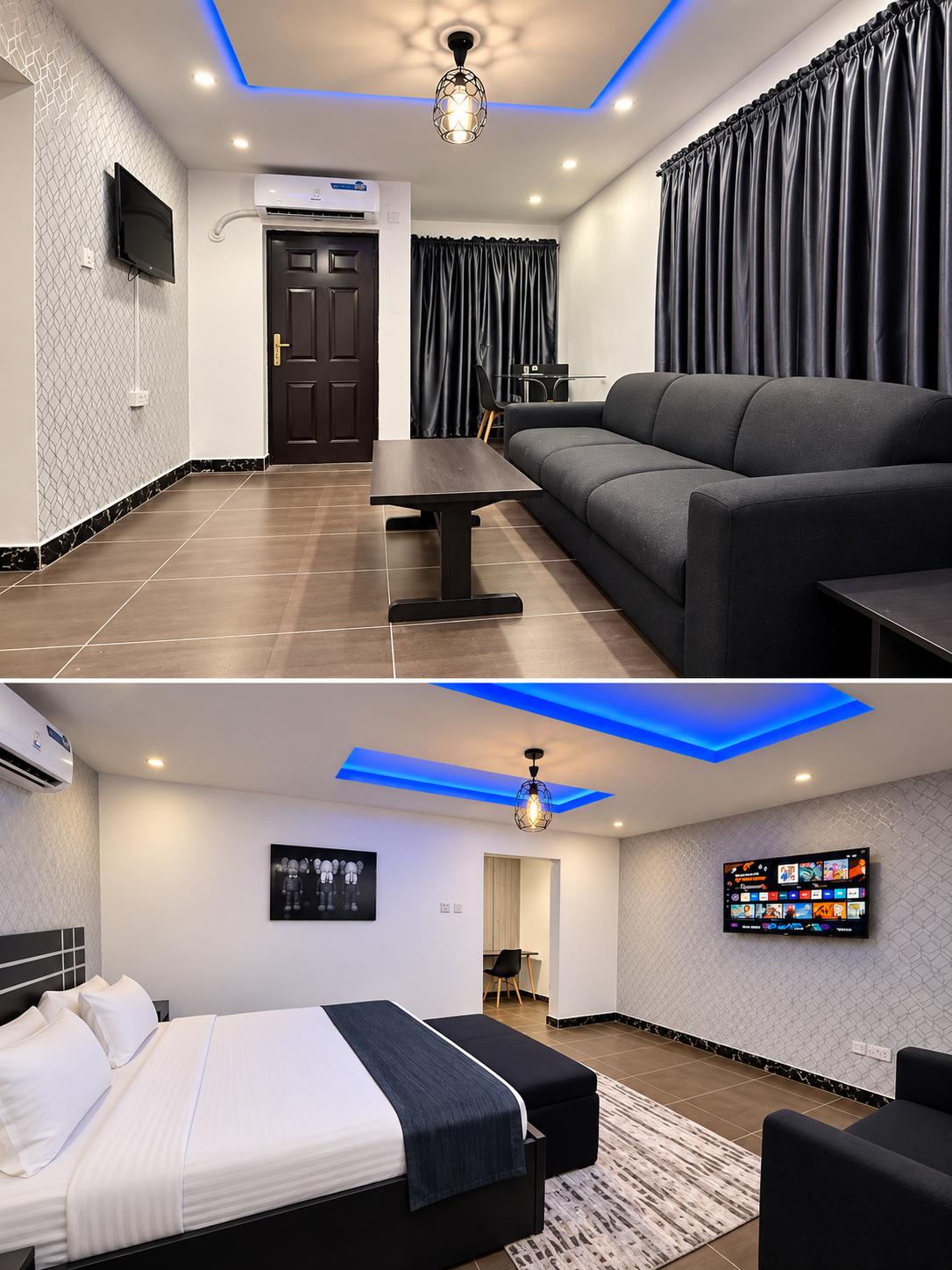 Presidential Suite bedroom and separate sitting area at Ikeja Central Hotel